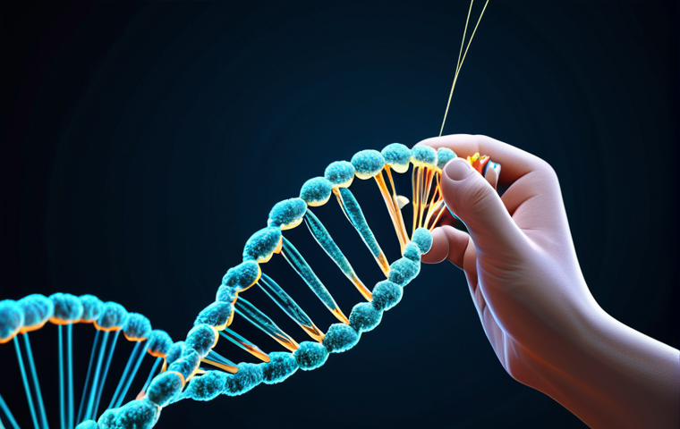 개인화된 유전자 맞춤 치료 - **Personalized Gene Therapy Illustration:** A modern laboratory setting with researchers in lab coat...