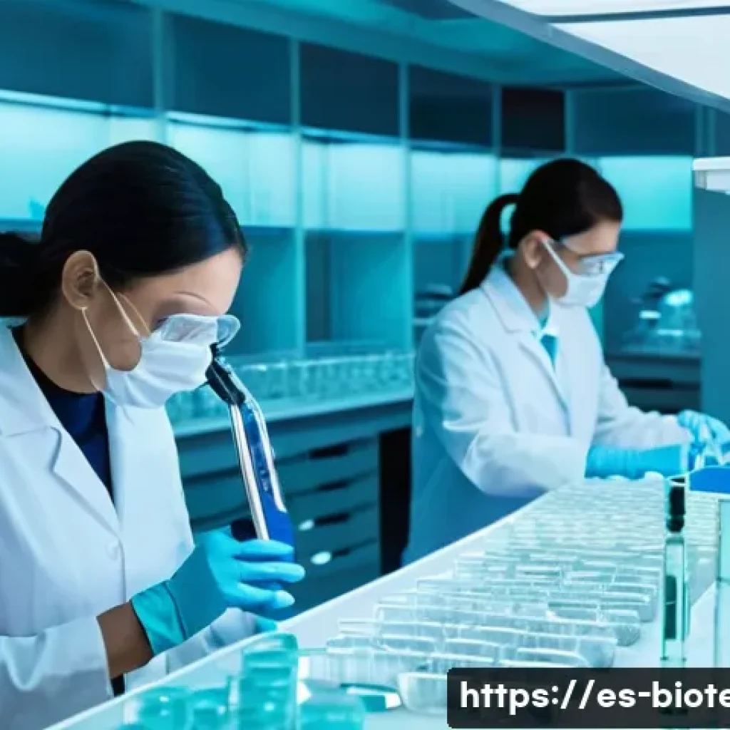 비임상 시험 - **Prompt for "In Vitro (en vidrio)":**
    "A clean, brightly lit modern laboratory interior. In the...