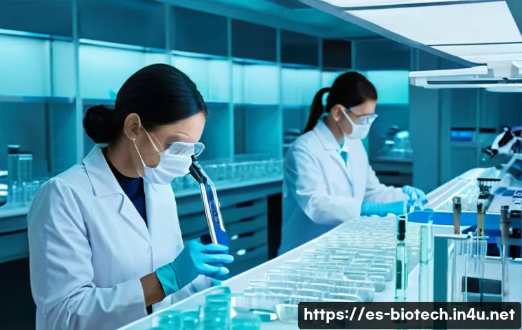 비임상 시험 - **Prompt for "In Vitro (en vidrio)":**
    "A clean, brightly lit modern laboratory interior. In the...