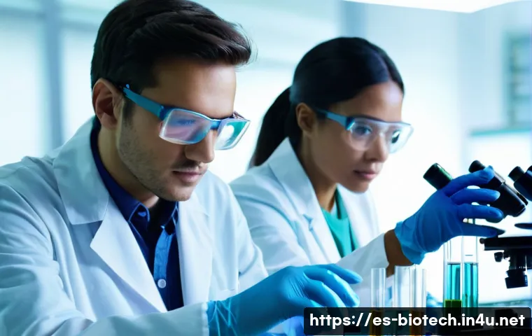 임상 시험 프로세스 - **Prompt:** A diverse group of brilliant scientists, both male and female, in a modern, brightly lit...