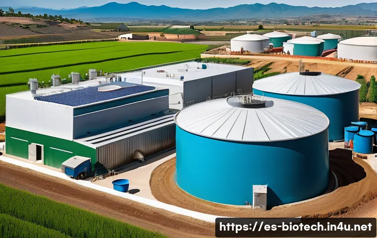환경 친화적인 바이오테크 - A vibrant rural Mexican community setting showcasing a modern anaerobic digester system processing o...