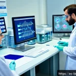 Home 19 바이오 데이터 분석 - A modern clinical genomics laboratory scene in Spain, showcasing scientists in professional attire w...