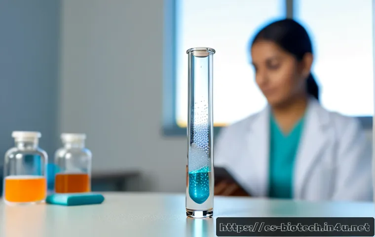 나노입자 약물 전달 - Photorealistic close-up of a transparent medicine vial beside a sleek nanoparticle drug delivery mod...